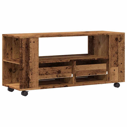 Tv-meubel met wielen 102x34,5x43 cm bewerkt hout oud hout