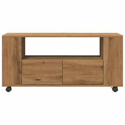 Tv-Meubel Met Wielen 102X34,5X43 Cm Hout Artisanaal Eiken artisanaal eikenkleurig