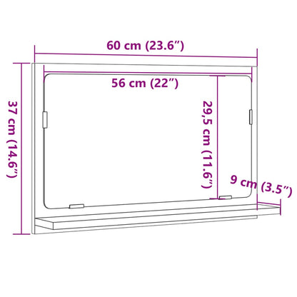Badkamerspiegelkast 60x11x37 cm bewerkt hout artisanaal eiken