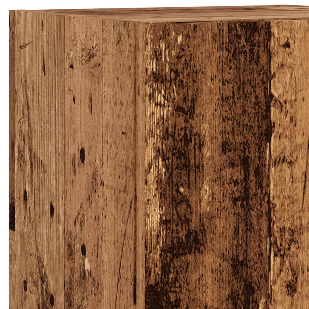Tv-meubels met LED-verlichting 2 st 30,5x30x102 cm oud hout