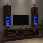 Tv-meubel 30,5x30x102 cm oud hout LED