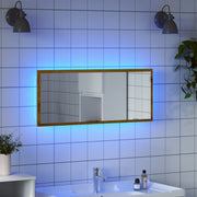 Badkamerspiegel LED 100x8,5x37 cm bewerkt hout eiken