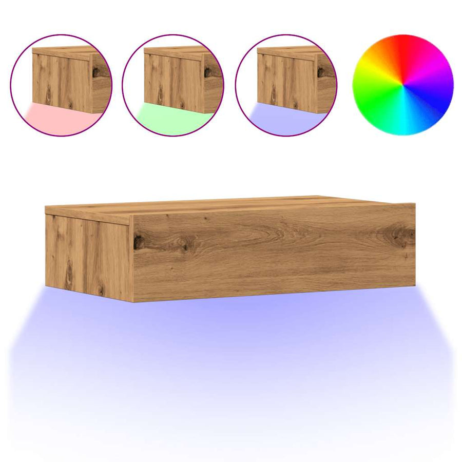 Tv-meubels 2 st met LED's 60x35x15,5 cm artisanaal eikenkleur