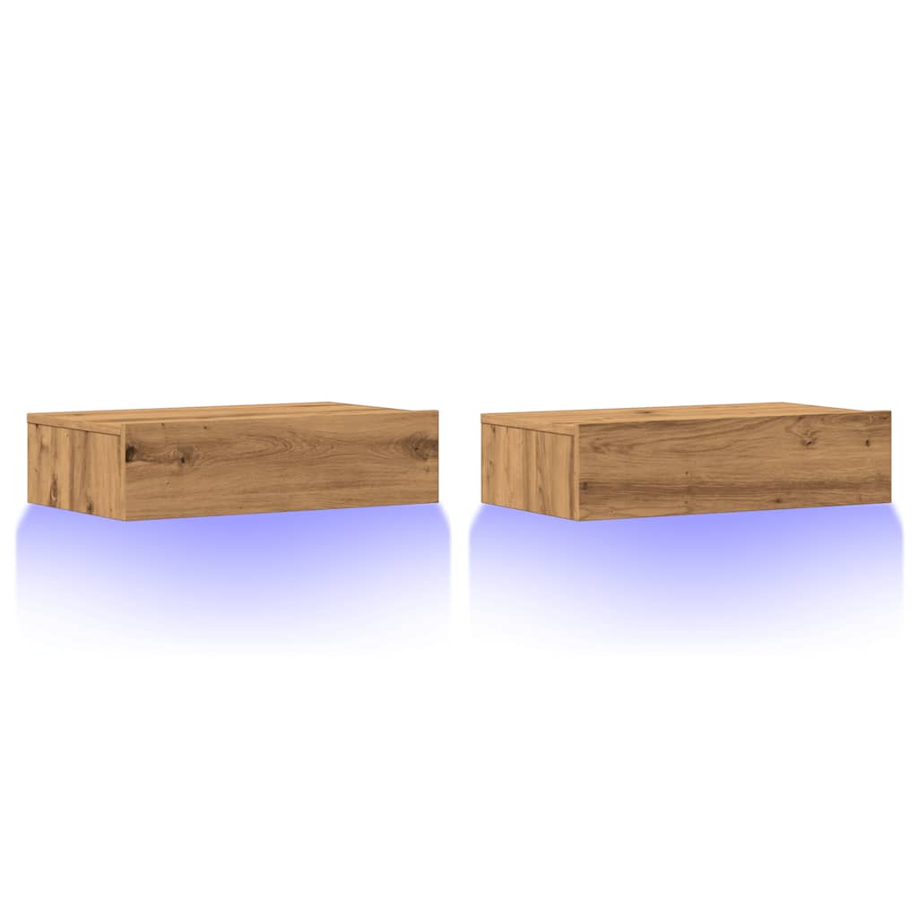 Tv-meubels 2 st met LED's 60x35x15,5 cm artisanaal eikenkleur