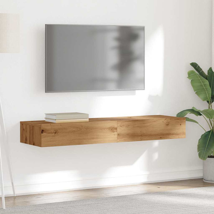 Tv-meubels 2 st met LED's 60x35x15,5 cm artisanaal eikenkleur