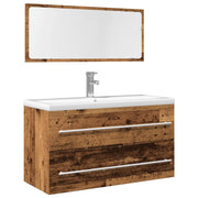 Badkamermeubelset bewerkt hout oud houtkleurig 90x38.5x48 cm