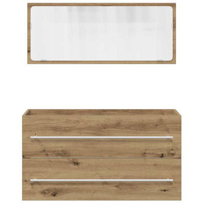 2-delige Badkamermeubelset bewerkt hout artisanaal eikenkleur