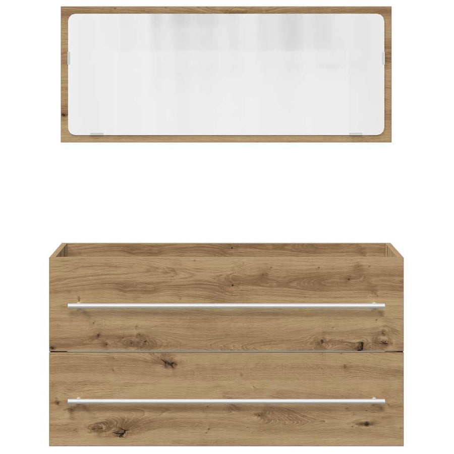 2-delige Badkamermeubelset bewerkt hout artisanaal eikenkleur