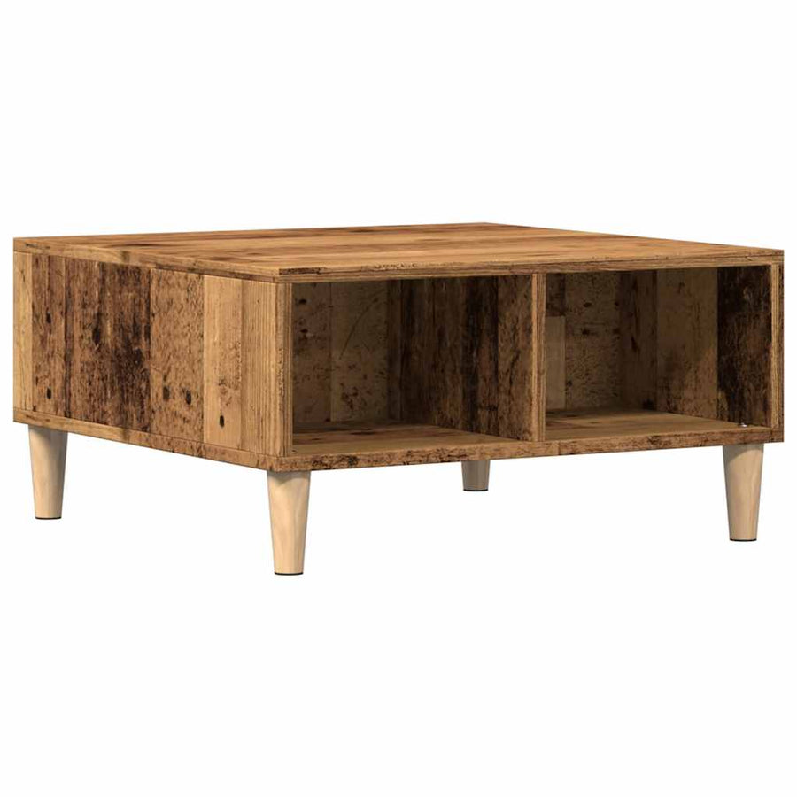 Salontafel 60x60x30 cm bewerkt hout oud houtkleurig