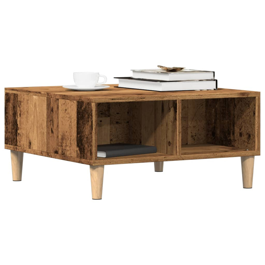 Salontafel 60x60x30 cm bewerkt hout oud houtkleurig