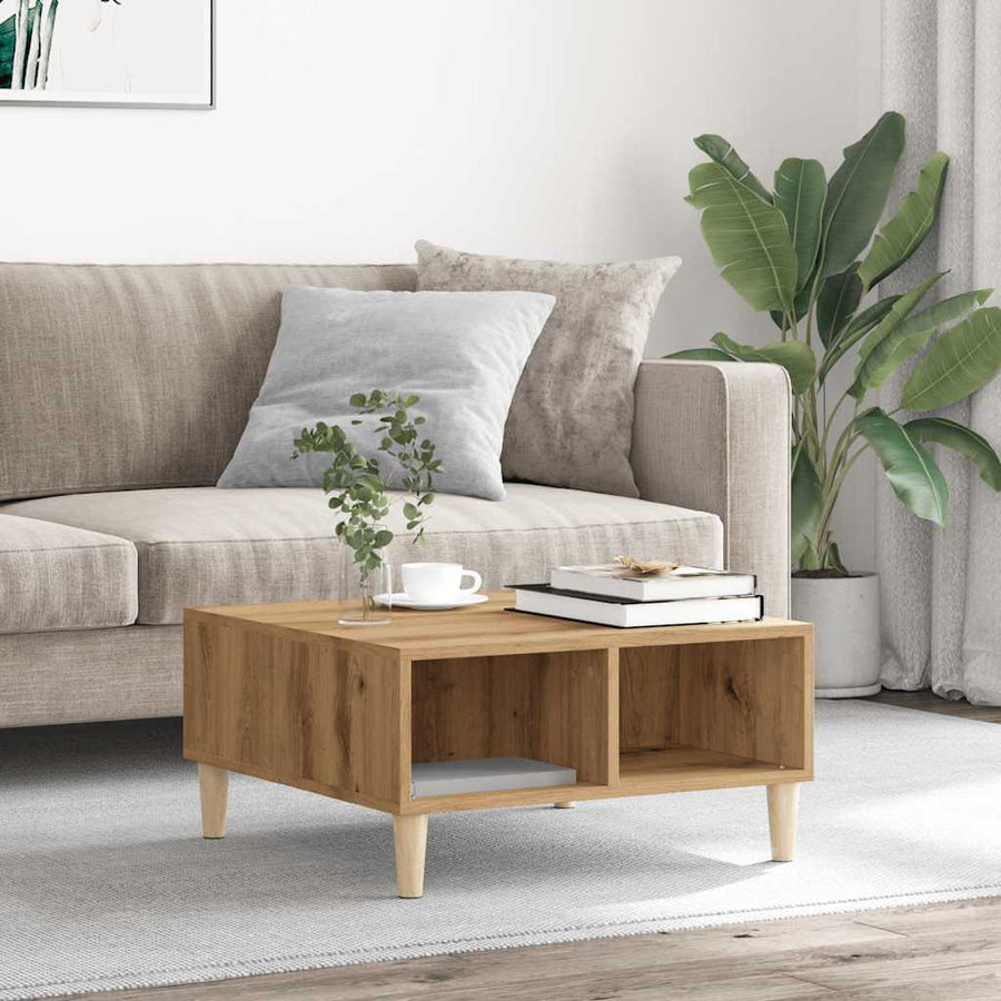 Salontafel 60x60x30 cm bewerkt hout artisanaal eiken