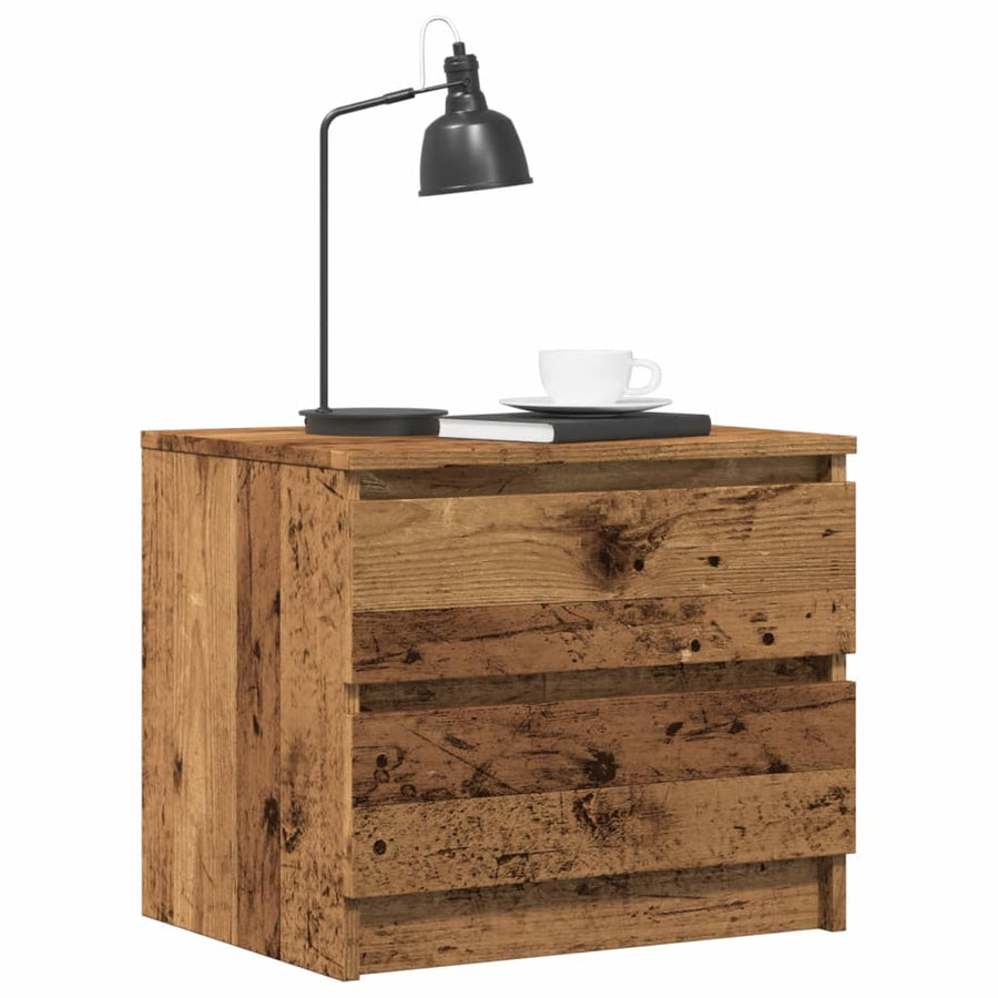 Nachtkastje 50x40x43.5 cm bewerkt hout oud houtkleurig