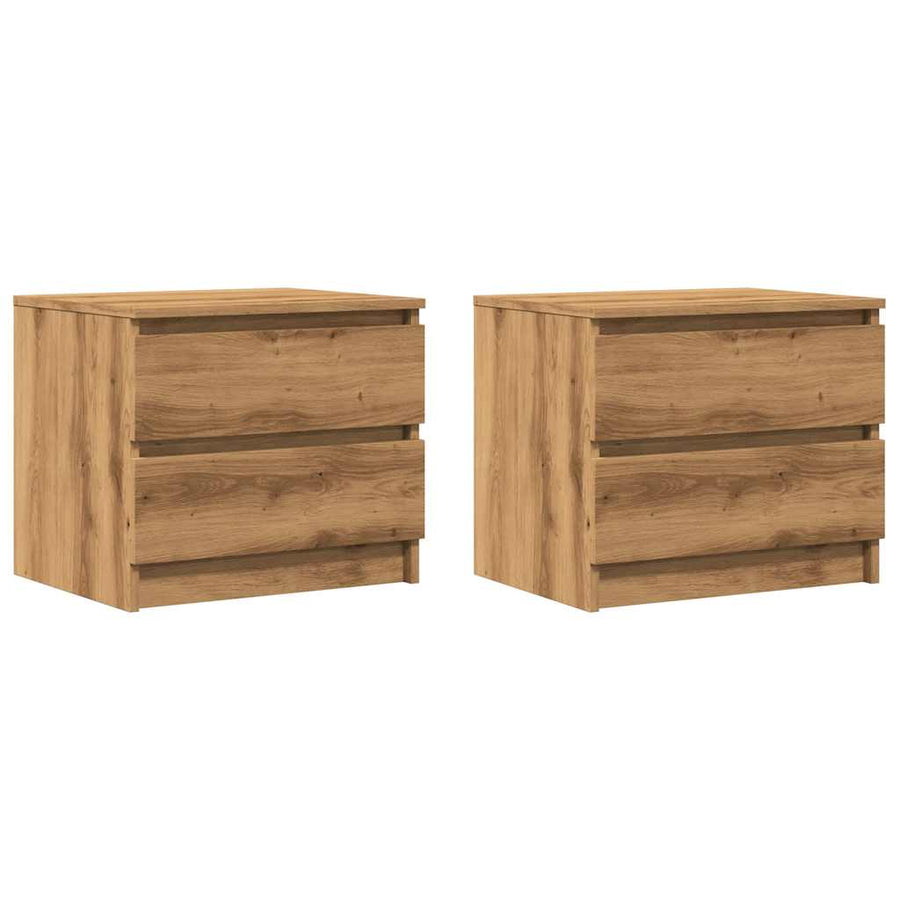 Nachtkastjes 2 st 50x40x43.5 cm bewerkt hout artisanaal eiken