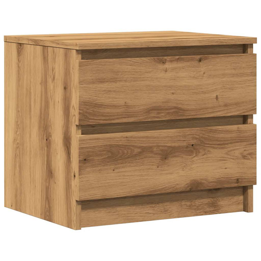 Nachtkastjes 2 st 50x40x43.5 cm bewerkt hout artisanaal eiken
