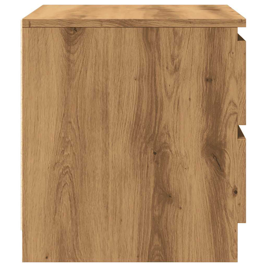Nachtkastjes 2 st 50x40x43.5 cm bewerkt hout artisanaal eiken