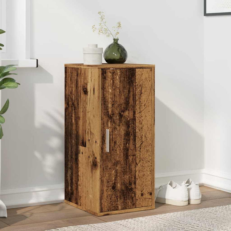 Schoenenkast 32x35x70 cm bewerkt hout oud houtkleurig