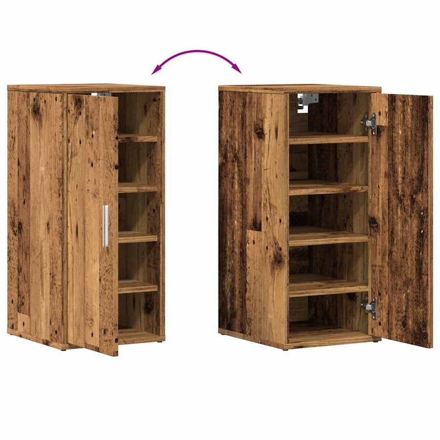 Schoenenkast 32x35x70 cm bewerkt hout oud houtkleurig