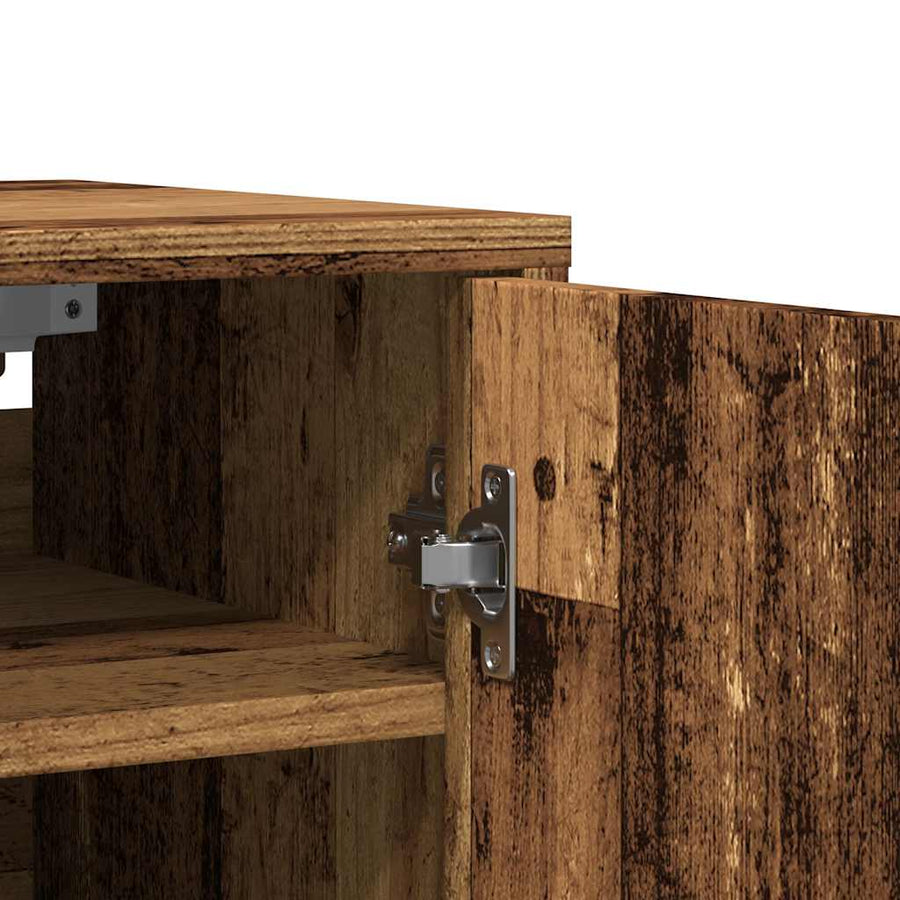 Schoenenkast 32x35x70 cm bewerkt hout oud houtkleurig