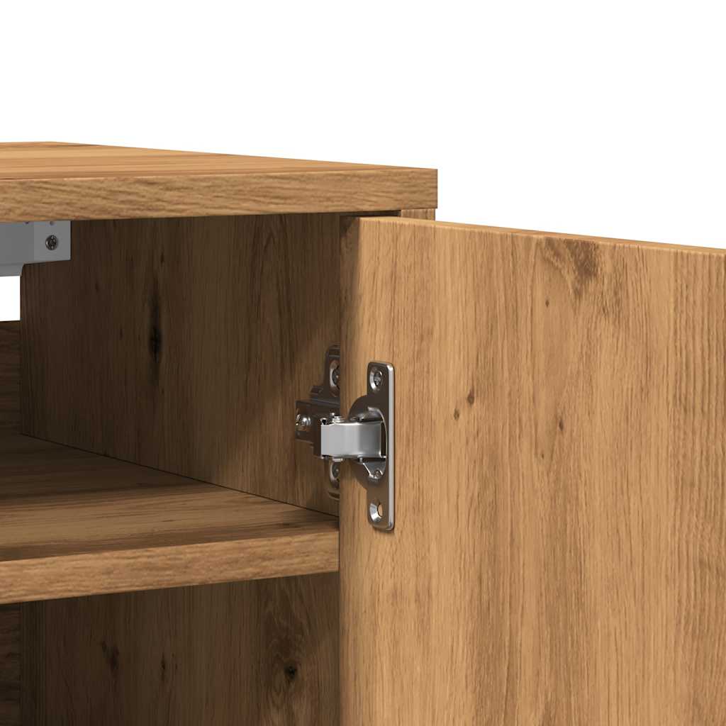 Schoenenkast 32x35x70 cm bewerkt hout artisanaal eikenkleur