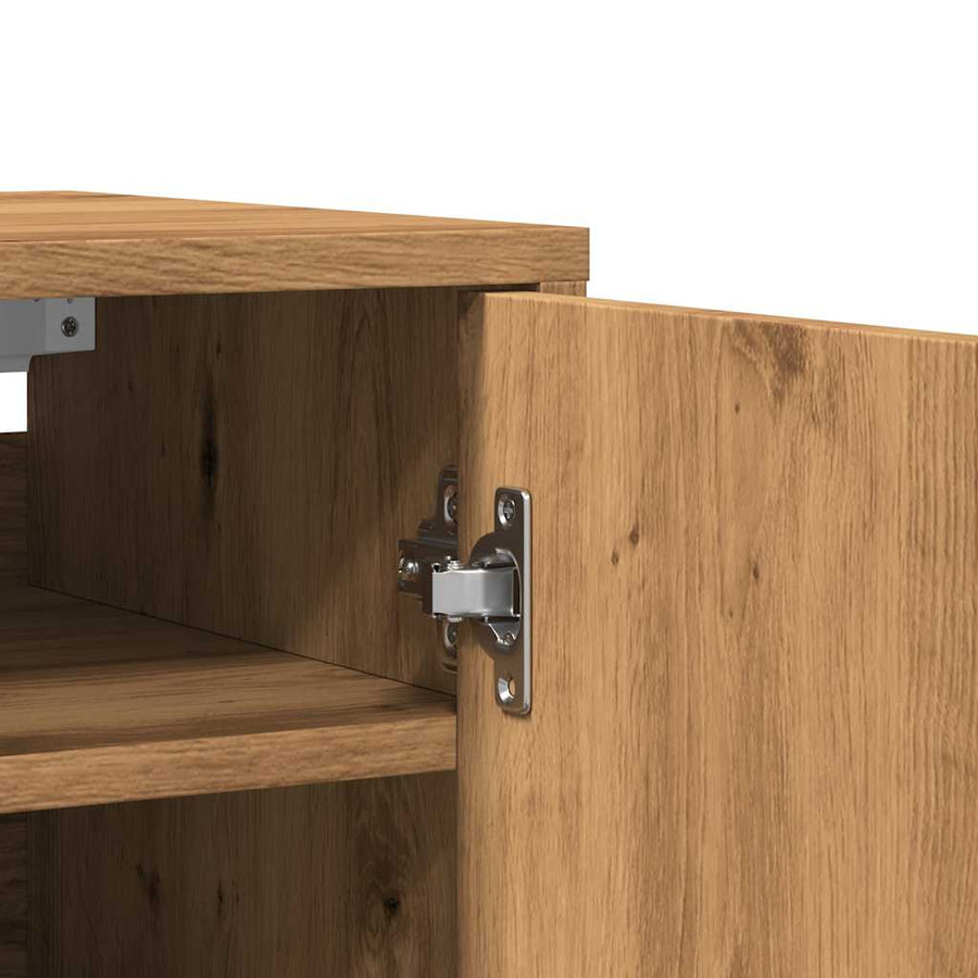 Schoenenkast 32x35x70 cm bewerkt hout artisanaal eikenkleur