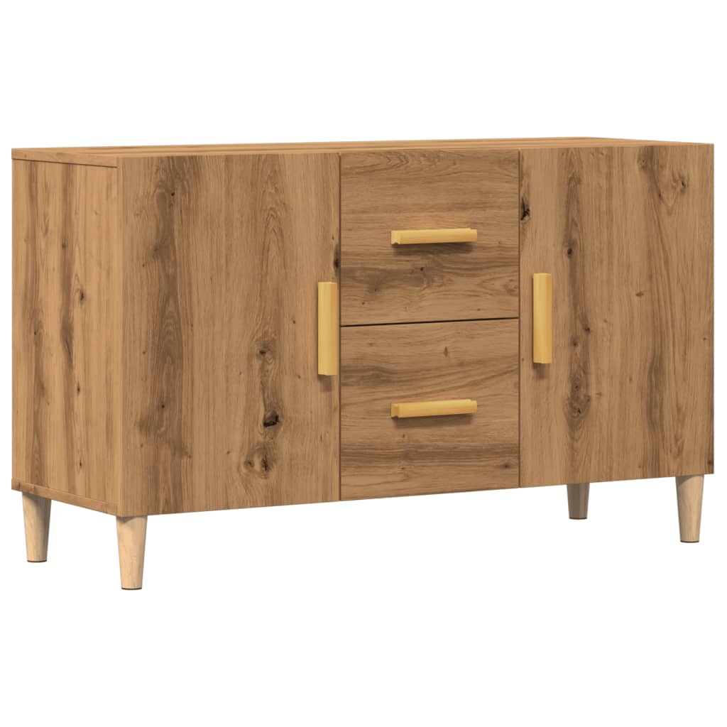 Dressoir 100x36x60 cm bewerkt hout artisanaal eikenkleurig
