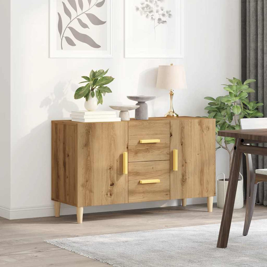 Dressoir 100x36x60 cm bewerkt hout artisanaal eikenkleurig