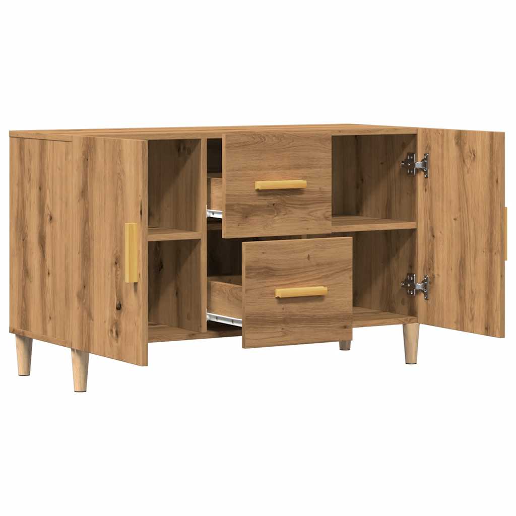 Dressoir 100x36x60 cm bewerkt hout artisanaal eikenkleurig