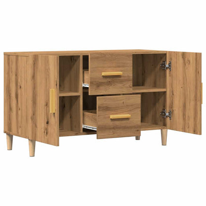 Dressoir 100x36x60 cm bewerkt hout artisanaal eikenkleurig