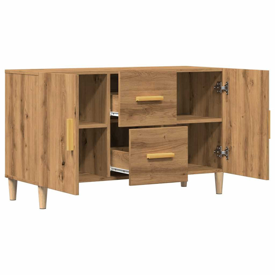 Dressoir 100x36x60 cm bewerkt hout artisanaal eikenkleurig