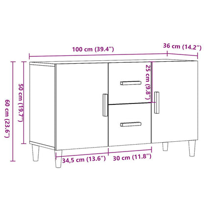 Dressoir 100x36x60 cm bewerkt hout artisanaal eikenkleurig