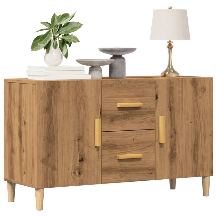 Dressoir 100x36x60 cm bewerkt hout artisanaal eikenkleurig