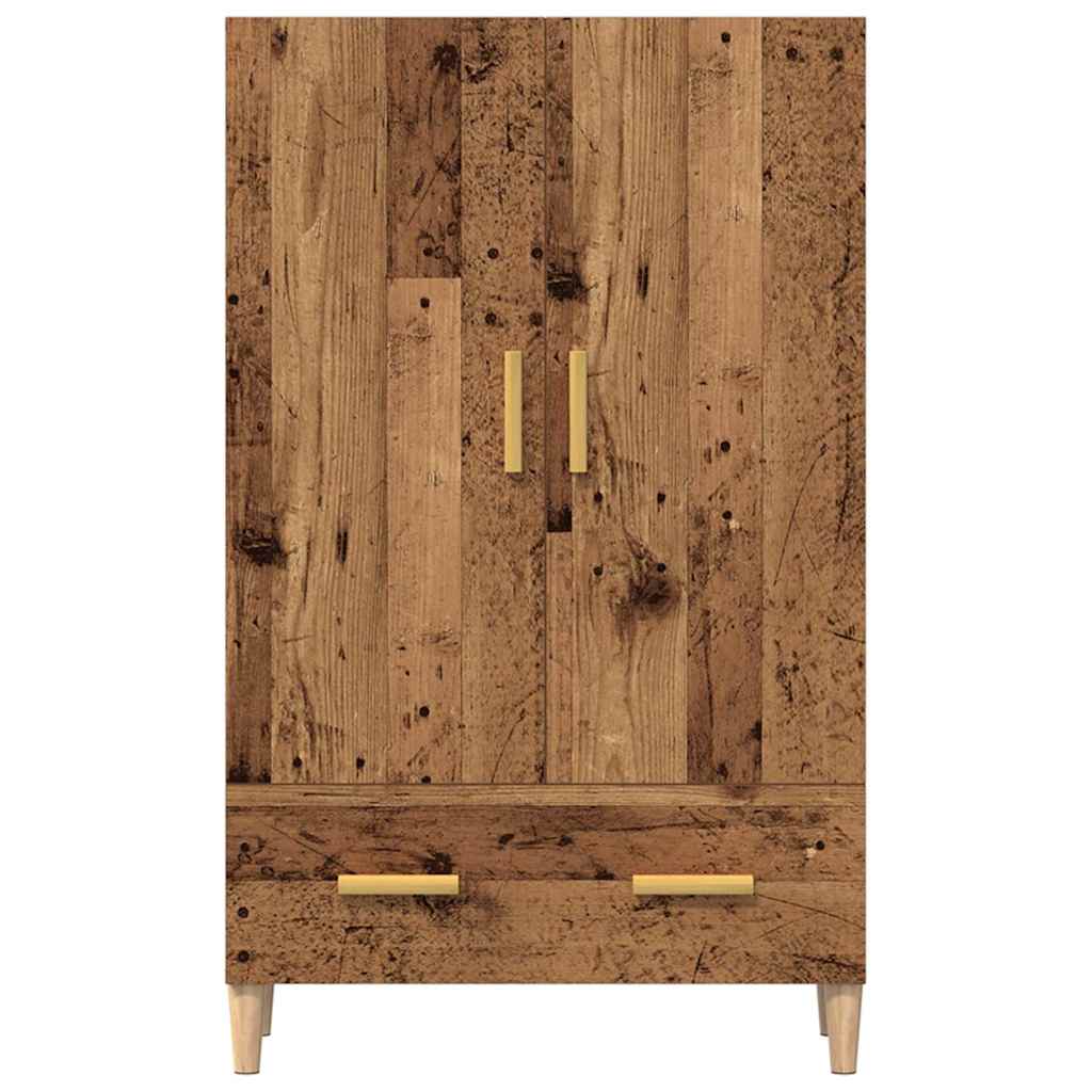 Hoge kast 70x31x115 cm bewerkt hout oud houtkleurig