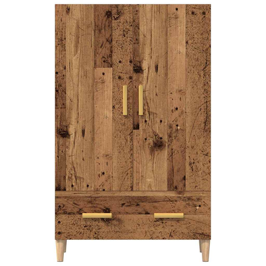 Hoge kast 70x31x115 cm bewerkt hout oud houtkleurig