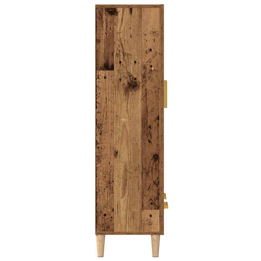 Hoge kast 70x31x115 cm bewerkt hout oud houtkleurig