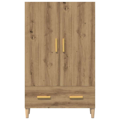 Hoge kast 70x31x115 cm bewerkt hout artisanaal eikenkleur