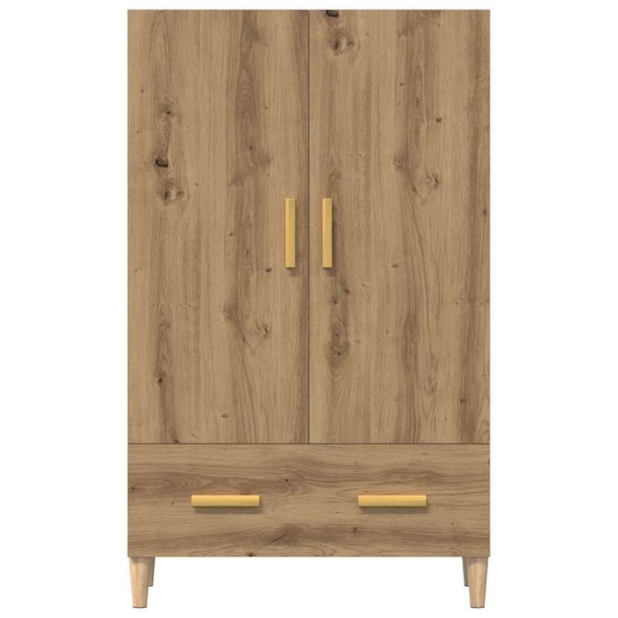 Hoge kast 70x31x115 cm bewerkt hout artisanaal eikenkleur