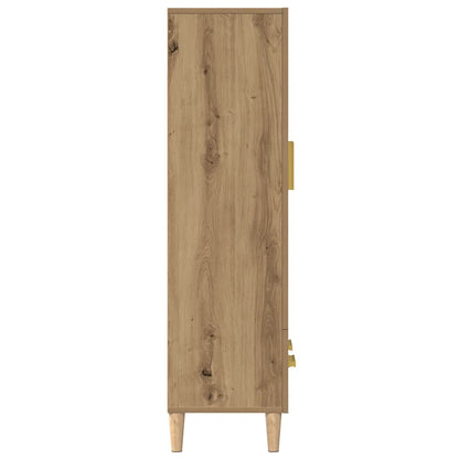 Hoge kast 70x31x115 cm bewerkt hout artisanaal eikenkleur