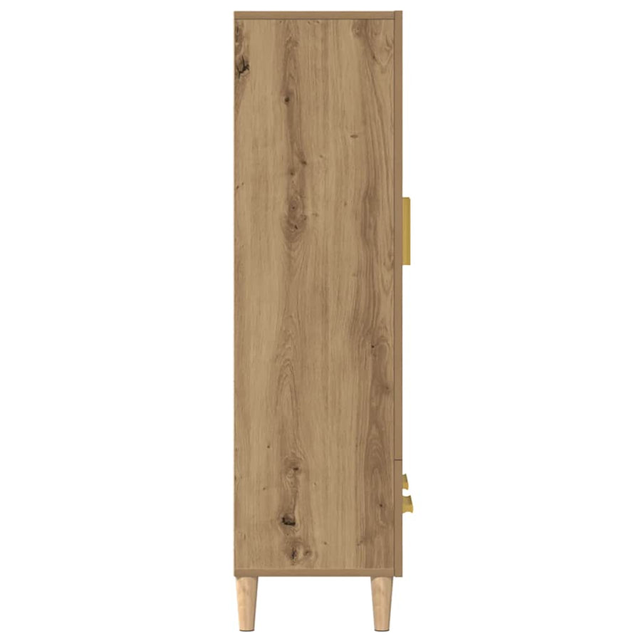 Hoge kast 70x31x115 cm bewerkt hout artisanaal eikenkleur