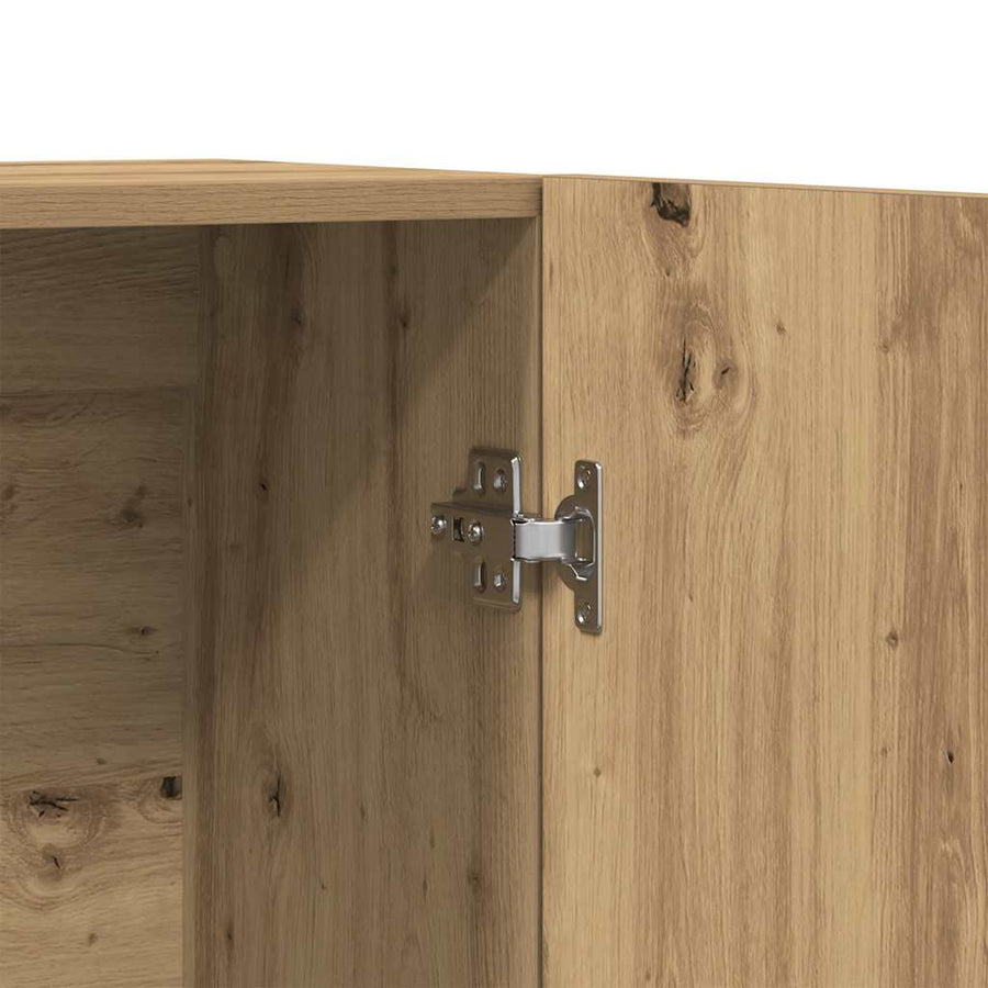 Hoge kast 70x31x115 cm bewerkt hout artisanaal eikenkleur