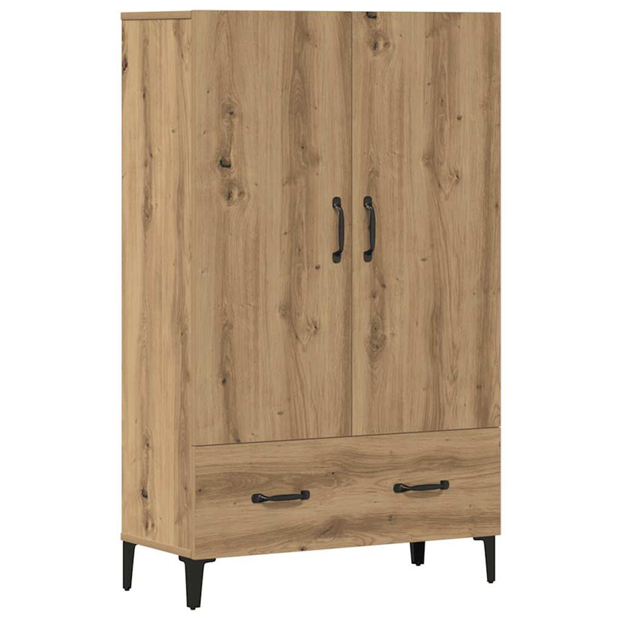 Hoge kast 70x31x115 cm bewerkt hout artisanaal eikenkleur