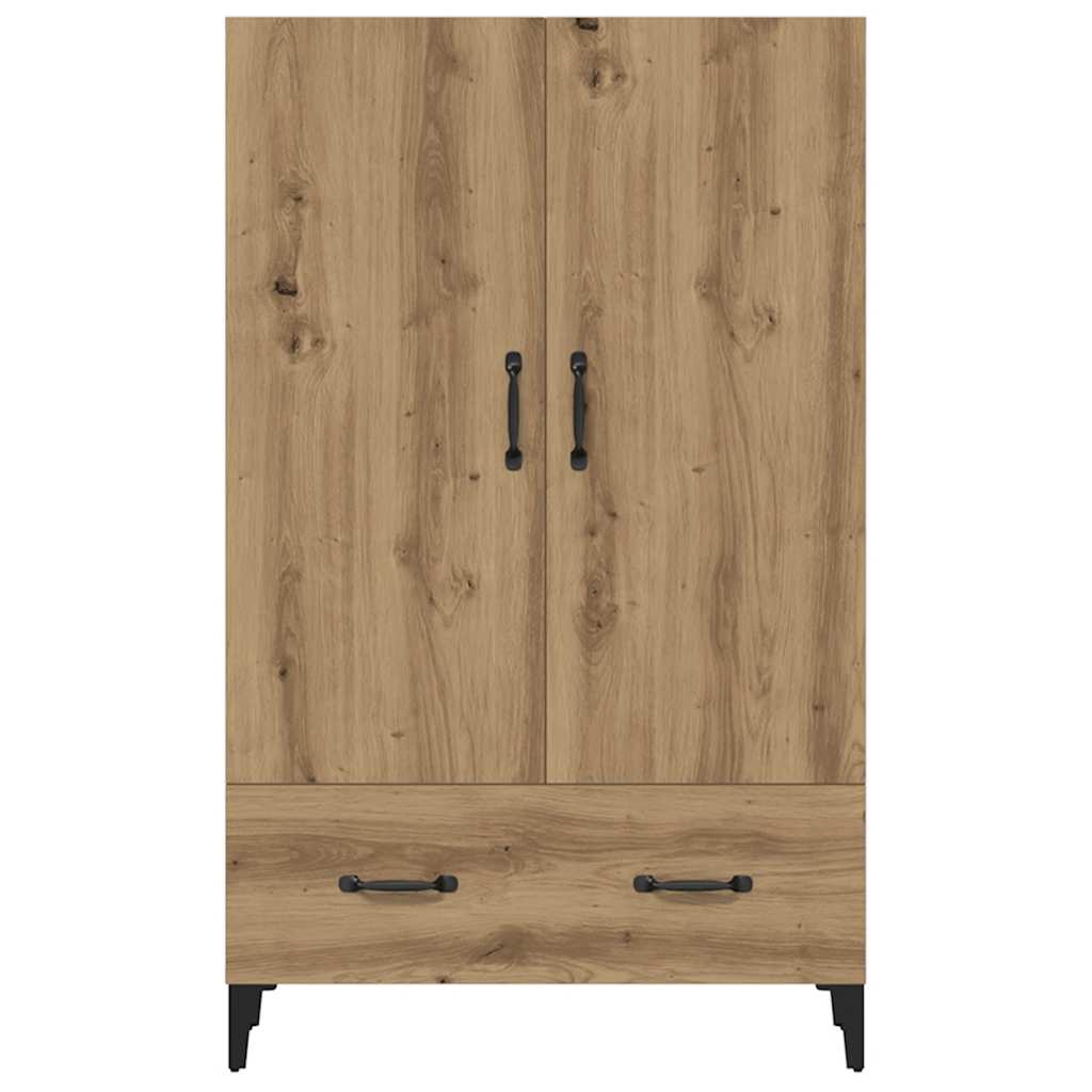 Hoge kast 70x31x115 cm bewerkt hout artisanaal eikenkleur