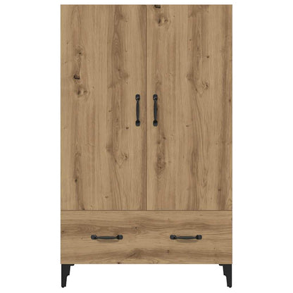 Hoge kast 70x31x115 cm bewerkt hout artisanaal eikenkleur