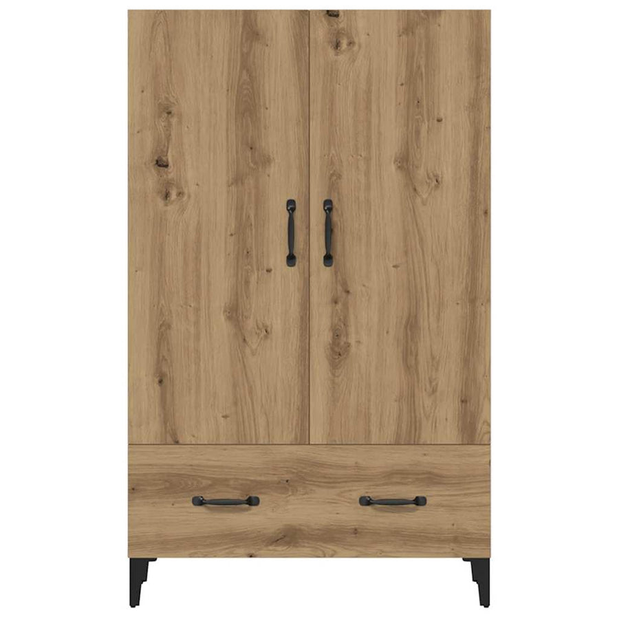 Hoge kast 70x31x115 cm bewerkt hout artisanaal eikenkleur
