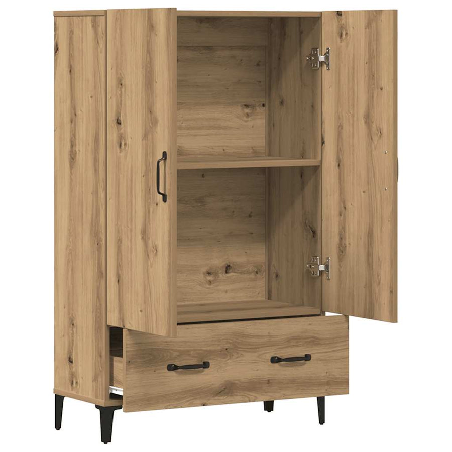 Hoge kast 70x31x115 cm bewerkt hout artisanaal eikenkleur