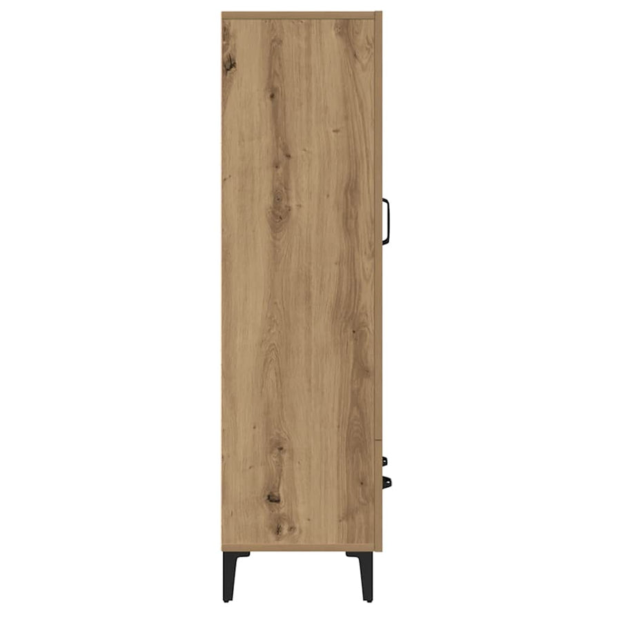 Hoge kast 70x31x115 cm bewerkt hout artisanaal eikenkleur