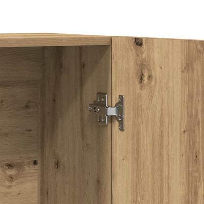 Hoge kast 70x31x115 cm bewerkt hout artisanaal eikenkleur