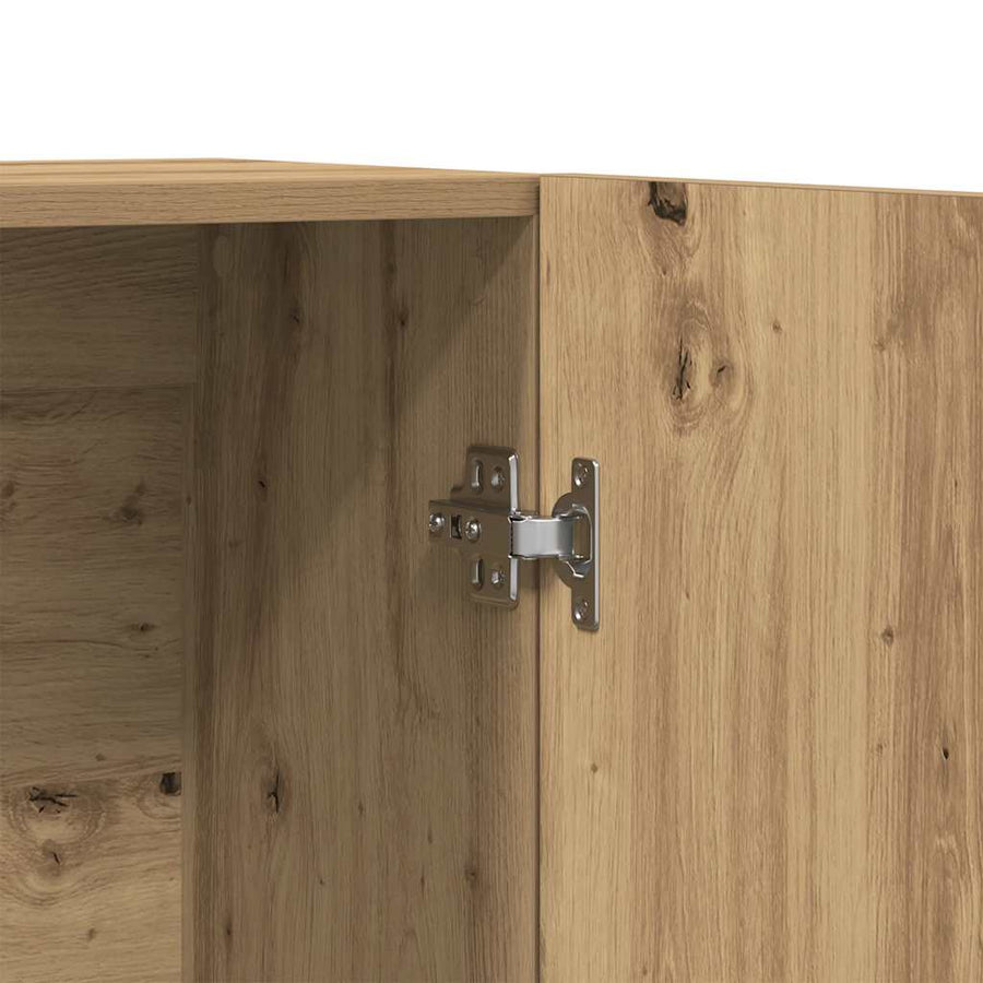 Hoge kast 70x31x115 cm bewerkt hout artisanaal eikenkleur