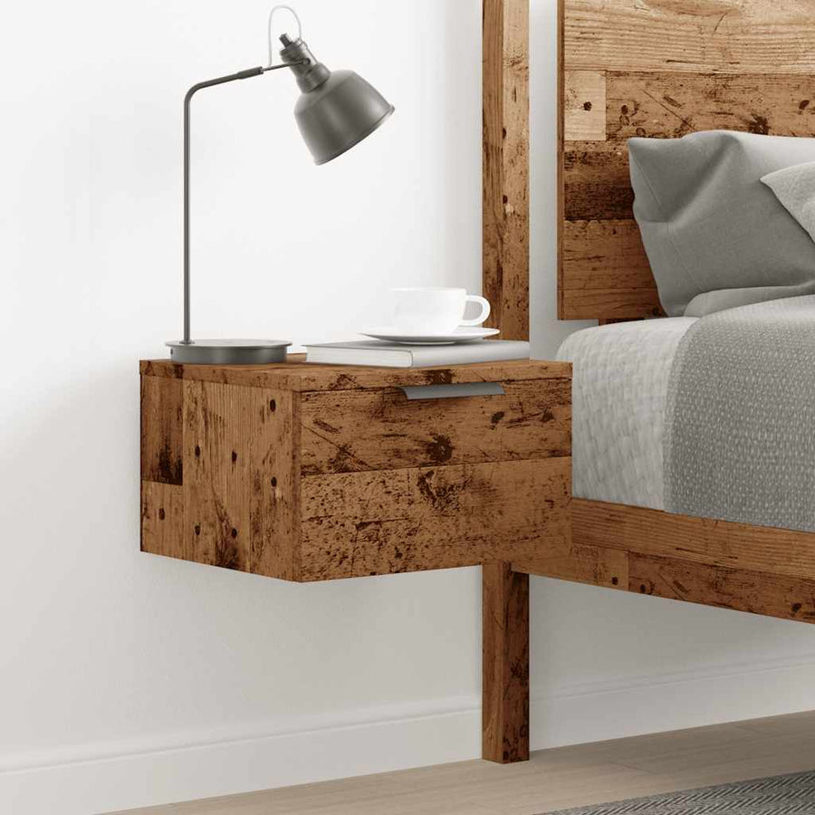 Nachtkastje wandgemonteerd 34x30x20 cm oud houtkleurig