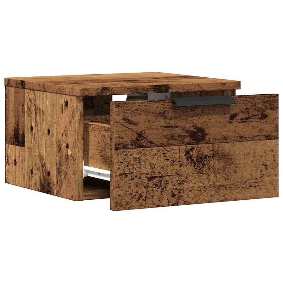 Nachtkastje wandgemonteerd 34x30x20 cm oud houtkleurig