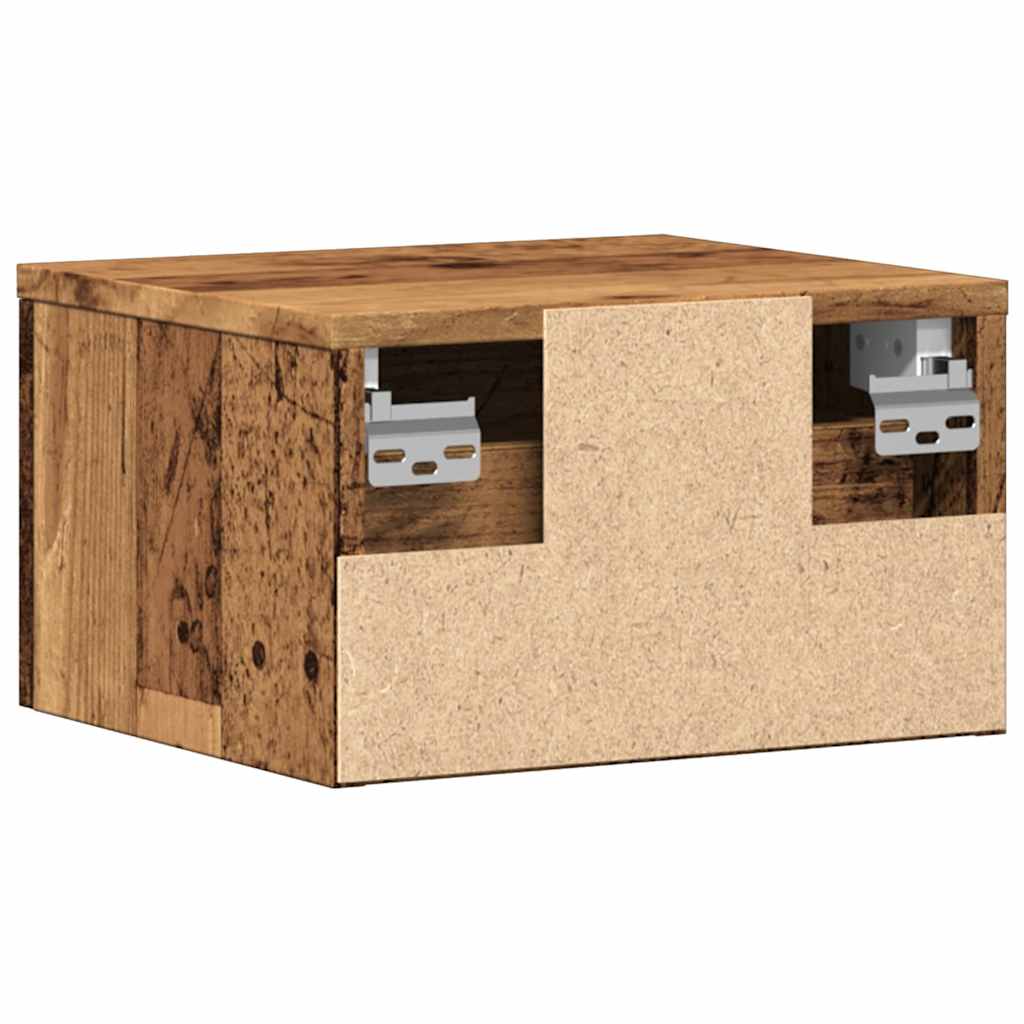 Nachtkastje wandgemonteerd 34x30x20 cm oud houtkleurig